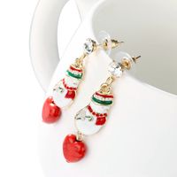 Christmas Exquisite Snowman Red Heart Alloy Earrings main image 2