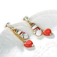 Christmas Exquisite Snowman Red Heart Alloy Earrings main image 4