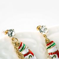 Christmas Exquisite Snowman Red Heart Alloy Earrings main image 5
