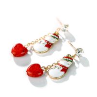 Christmas Exquisite Snowman Red Heart Alloy Earrings main image 6