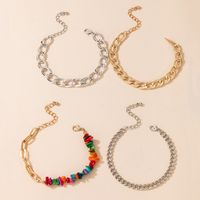 Multicolor Crushed Stone Thick Chain Geometric Boho Style 4 Piece Set Bracelet main image 5