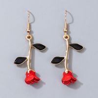 Retro Red Rose Alloy Earrings main image 1