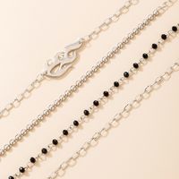 Fashion Trendy Black Rice Bead Flame Shape Bracelet 4-piece Set main image 4