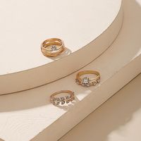 New Diamond Fashion Leaf Ring 3-piece Set main image 4