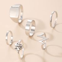 New Bohemian Geometric Steel Color Ring 6-piece Set main image 6