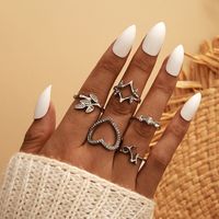 Creative Simple Retro Alloy Star Diamond Leaf Ring 5-piece Set main image 1