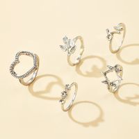 Creative Simple Retro Alloy Star Diamond Leaf Ring 5-piece Set main image 4