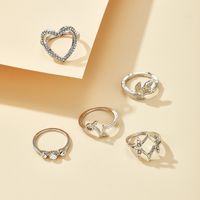 Creative Simple Retro Alloy Star Diamond Leaf Ring 5-piece Set main image 5