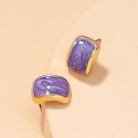 Nouvelles Boucles D&#39;oreilles Rétro Arc Géométrique Violet Pétrole Et Gaz main image 4