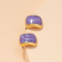 Nouvelles Boucles D&#39;oreilles Rétro Arc Géométrique Violet Pétrole Et Gaz main image 5
