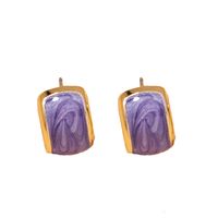 Nouvelles Boucles D&#39;oreilles Rétro Arc Géométrique Violet Pétrole Et Gaz main image 6