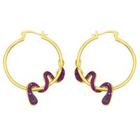 Creative Exaggerated Punk Style Inlaid Zircon Serpentine Big Earrings sku image 5