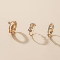 Nuevo Conjunto De 3 Piezas De Anillo De Hoja De Moda De Diamantes sku image 1