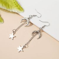 Vintage Bohemian Long Moon Star Earrings sku image 1