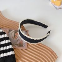 Retro Simple Black Pearl Bow Headband sku image 3