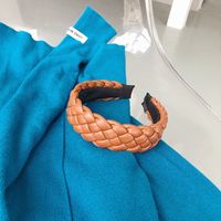 Retro Woven Pu Leather Headband sku image 2