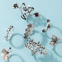 Creative Fashion Retro Alloy Hollow Flower Butterfly Joint Ring 7-piece Ring main image 3