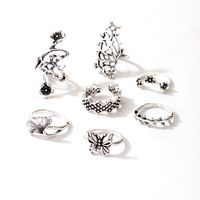 Creative Fashion Retro Alloy Hollow Flower Butterfly Joint Ring 7-piece Ring main image 8
