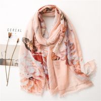 Butterfly Gold Thread Cotton Linen Scarf main image 1