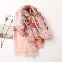 Butterfly Gold Thread Cotton Linen Scarf main image 4