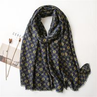 Dark Blue Printing Scarf main image 2