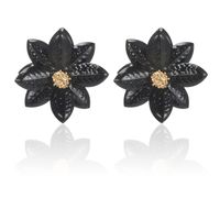 New Fashion Three-dimensional Acrylic Flower Petal Girl Black Earrings main image 3