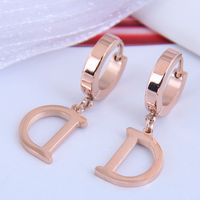 Korean Fashion Titanium Steel Simple D Letter Earrings main image 3