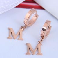 Korean Fashion Titanium Steel Simple M Letter Earrings main image 2