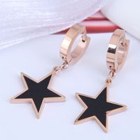 Korean Fashion Titanium Steel Simple Five-pointed Star Earrings main image 2