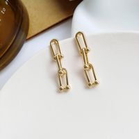 S925 Silver Needle U-shaped Chain Earrings main image 1