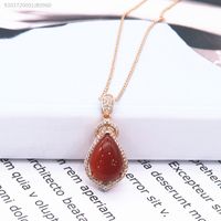 New Personalized Wild Design Sense Ladies Necklace Micro Inlaid Zircon Water Drop Pendant Short Necklace Chain Clavicle Chain Wholesale sku image 3