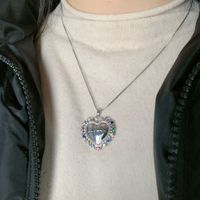 Korea Color Zircon Hollow Heart-shaped Long Necklace main image 2