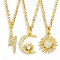 Simple Wild Sun Moon Diamond Necklace main image 1