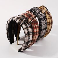 Plaid Hit Color Wide-sided Knotted Headband main image 1