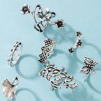Bohemia Leaves Flower Butterfly Rings 7-piece Set main image 3