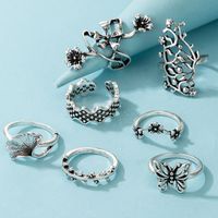Bohemia Leaves Flower Butterfly Rings 7-piece Set main image 4