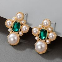 Fashion Retro Green Crystal Earrings main image 1