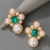 Fashion Retro Green Crystal Earrings main image 4