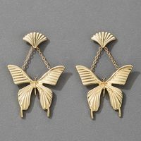 Retro Metal Fan-shaped Butterfly Earrings main image 3