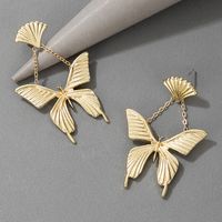 Retro Metal Fan-shaped Butterfly Earrings main image 4
