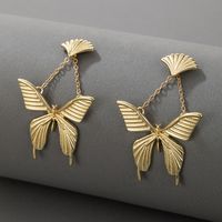 Retro Metal Fan-shaped Butterfly Earrings main image 5