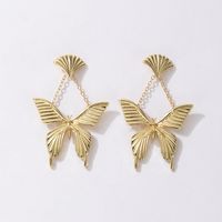 Retro Metal Fan-shaped Butterfly Earrings main image 6