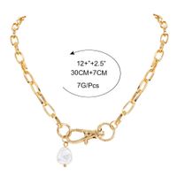 Golden Box Chain Pearl Pendant Necklace main image 6