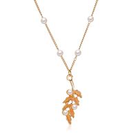 Simple Pearl Leaf Pendant Necklace main image 6