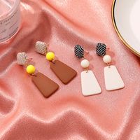 Hit Color Houndstooth Woven Stitching Earrings main image 1