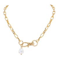 Golden Box Chain Pearl Pendant Necklace sku image 1