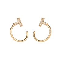 Boucles D&#39;oreilles Lettre T Micro-incrustées De Zirconium sku image 1