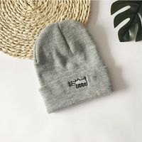 Cartoon Puppy Winter New Wild Embroidery Couples Woolen Hat Outdoor Cold-proof Knitted Hat sku image 5