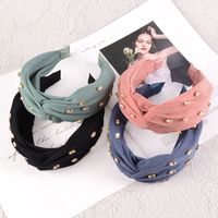 Simple Solid Color Diamond-studded Flannel Headband main image 3