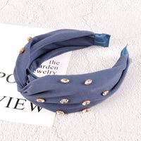 Simple Solid Color Diamond-studded Flannel Headband main image 6